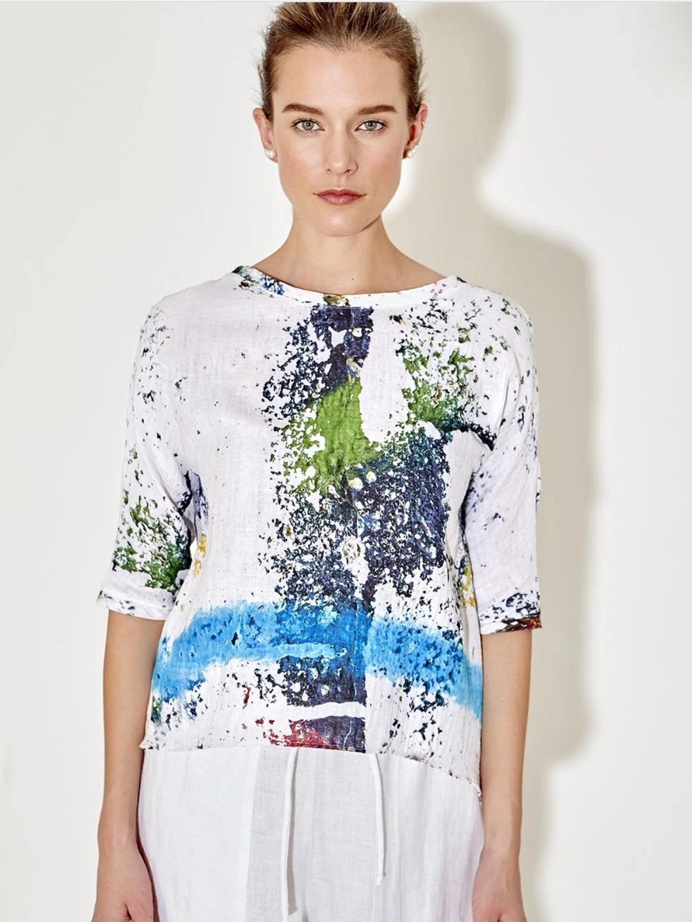 Veronique Miljkovitch Gwen Abstract Double Gauze Cotton Top XS Made in Canada